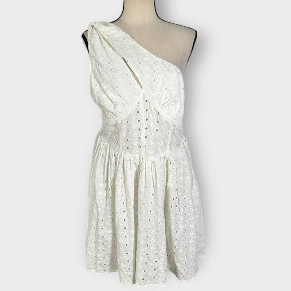 ASOS DESIGN One Shoulder Cupped Eyelet Mini Sundress‎ White Women's Size 8 NWT